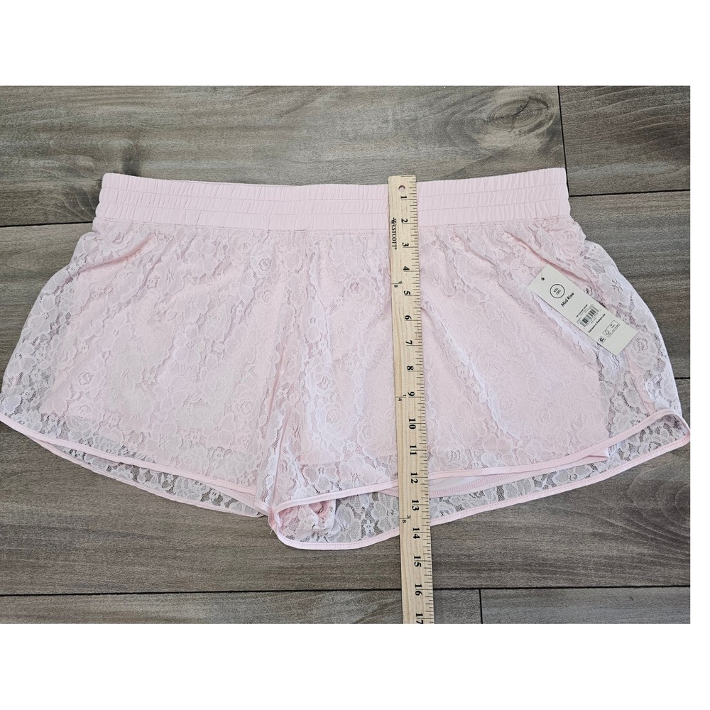 No Boundaries Pink Lace Knit Shorts XXL 20 Mid Rise Floral Elastic Waist NWT - Picture 9 of 9